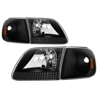 Spyder® - Driver and Passenger Side Black Euro Headlights with Corner Lights