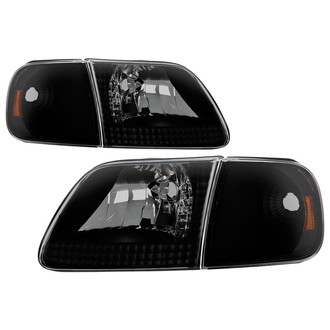 Spyder® - Driver and Passenger Side Black/Smoke Euro Headlights with Corner Lights
