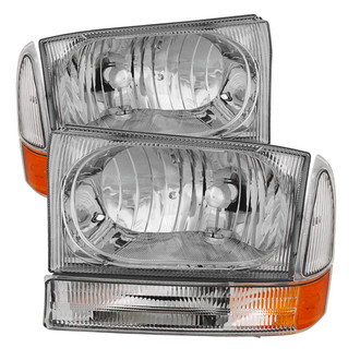 Spyder® - Driver and Passenger Side Chrome Euro Headlights with Bumper Lights