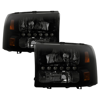 Spyder® - Driver and Passenger Side Black/Smoke Euro Headlights with Parking LEDs