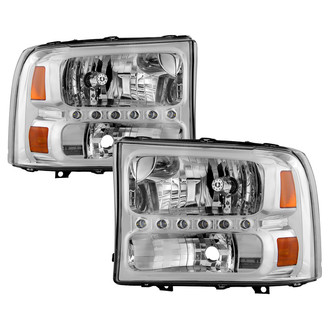 Spyder® - Driver and Passenger Side Chrome Euro Headlights with Parking LEDs