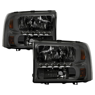 Spyder® - Driver and Passenger Side Chrome/Smoke Euro Headlights with Parking LEDs