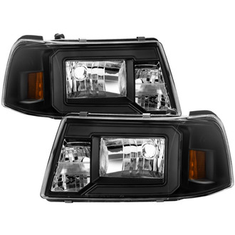 Spyder® - Driver and Passenger Side Black Switchback LED Light Tube Headlights with Turn Signal/Corner Lights