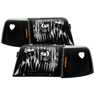 Spyder® - Driver and Passenger Side Black Euro Headlights with Corner Lights