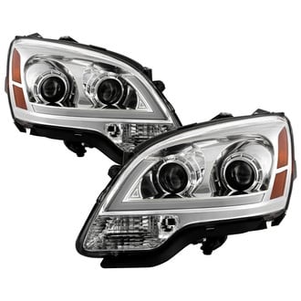 Spyder® - Driver and Passenger Side Chrome LED Light Tube Projector Headlights