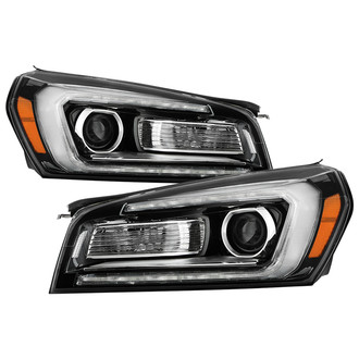 Spyder® - Driver and Passenger Side Black/Chrome Factory Style LED DRL Bar Projector Headlight