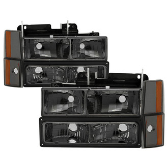 Spyder® - Driver and Passenger Side Chrome/Smoke Euro Headlights with Turn Signal/Parking and Corner Lights