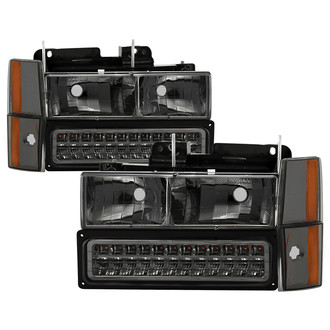 Spyder® - Driver and Passenger Side Chrome/Smoke Euro Headlights with LED Turn Signal/Parking and Corner Lights