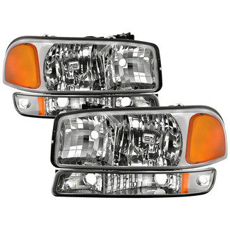 Spyder® - Driver and Passenger Side Chrome Euro Headlights with Bumper Lights