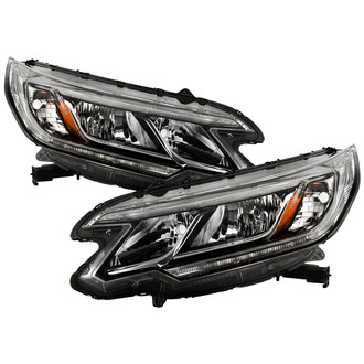 Spyder® - Driver and Passenger Side Black/Chrome Factory Style Headlights with LED DRL