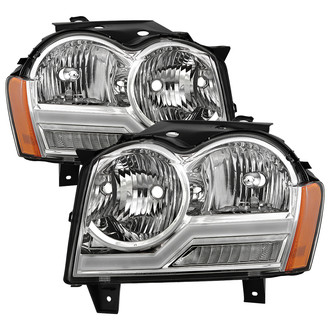 Spyder® - Driver and Passenger Side Chrome LED Light Tube Projector Headlights