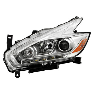 Spyder® - Driver Side Chrome Factory Style Projector Headlight with LED DRL