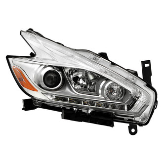 Spyder® - Passenger Side Chrome Factory Style Projector Headlight with LED DRL
