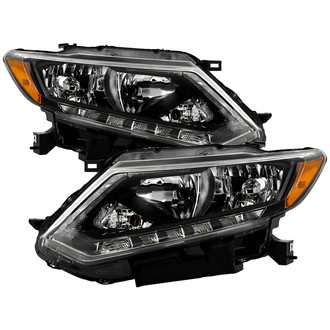 Spyder® - Driver and Passenger Side Black Factory Style Headlights with LED DRL
