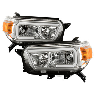 Spyder® - Driver and Passenger Side Chrome LED Light Tube Euro Headlights