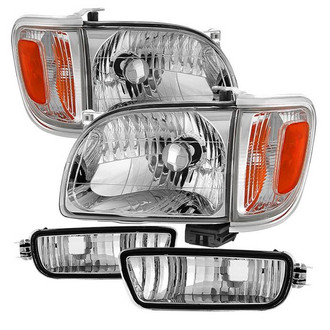 Spyder® - Driver and Passenger Side Chrome Euro Headlights with Amber Corner and Side Marker Lights