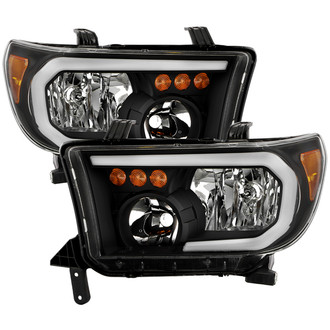 Spyder® - Driver and Passenger Side Black Euro Headlights with Sequential LED Turn Signal