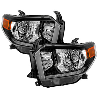 Spyder® - Driver and Passenger Side Black Factory Style Headlights with LED DRL