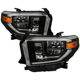 Spyder® - Driver and Passenger Side Black LED Headlights with Parking Lights
