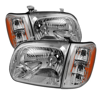 Spyder® - Driver and Passenger Side Chrome Factory Style Headlights with Turn Signal/Corner Lights