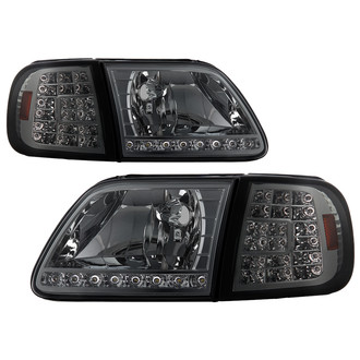Spyder® - Driver and Passenger Side Chrome/Smoke Euro Headlights with LED Turn Signal and Parking