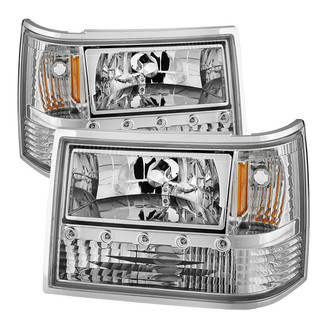 Spyder® - Driver and Passenger Side Chrome Euro Headlights with Parking LEDs