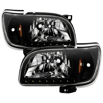 Spyder® - Driver and Passenger Side Black Euro Headlights with Parking LEDs
