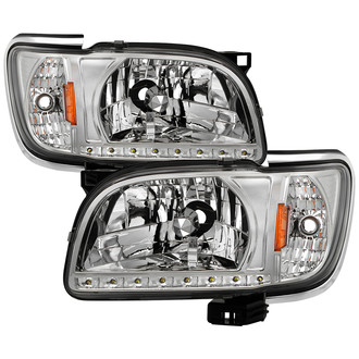 Spyder® - Driver and Passenger Side Chrome Euro Headlights with Parking LEDs