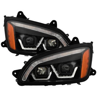 Spyder® - Driver and Passenger Side Black Projector Headlights with Switchback LED DRL