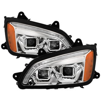 Spyder® - Driver and Passenger Side Chrome Projector Headlights with Switchback LED DRL