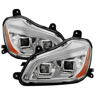 Spyder® - Driver and Passenger Side Chrome Projector Headlights with Switchback LED DRL