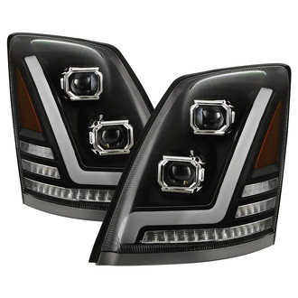 Spyder® - Driver and Passenger Side Black DRL Bar Projector LED Headlights with Sequential Turn Signal