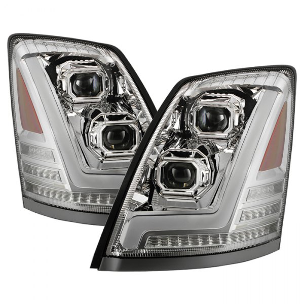 Spyder® - Chrome DRL Bar Projector LED Headlights with Sequential Turn Signal