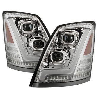 Spyder® - Driver and Passenger Side Chrome DRL Bar Projector LED Headlights with Sequential Turn Signal
