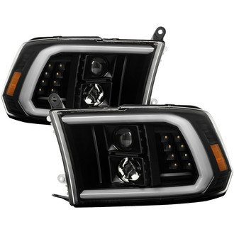 Spyder® - Driver and Passenger Side Black Light Tube Projector Headlights with LED Turn Signal