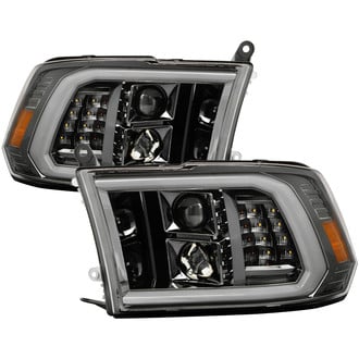 Spyder® - Driver and Passenger Side Chrome Light Tube Projector Headlights with LED Turn Signal