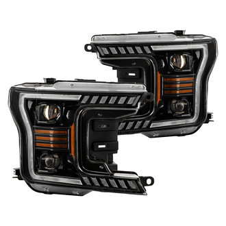 Spyder® - Driver and Passenger Side Black Projector LED Headlights with Sequential Turn Signal