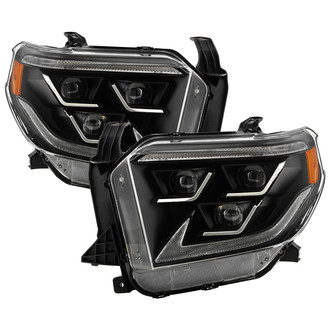 Spyder® - Driver and Passenger Side Black Projector LED Headlights with DRL and Sequential Turn Signal