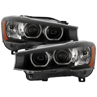 Spyder® - Driver and Passenger Side Black Projector Headlights with LED DRL