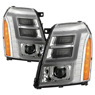 Spyder® - Driver and Passenger Side Chrome LED Light Tube Projector Headlights