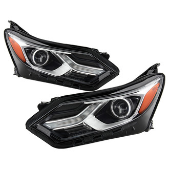 Spyder® - Driver and Passenger Side Black/Chrome Factory Style Projector Headlights with LED DRL