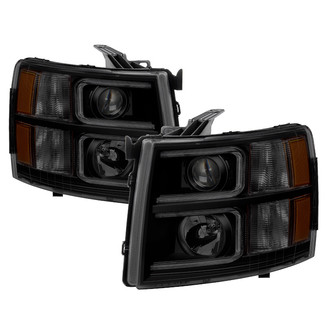 Spyder® - Driver and Passenger Side Black/Smoke LED Light Tube Projector Headlights