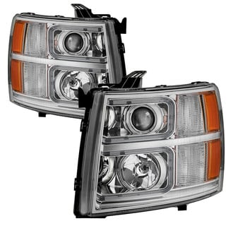 Spyder® - Driver and Passenger Side Chrome LED Light Tube Projector Headlights
