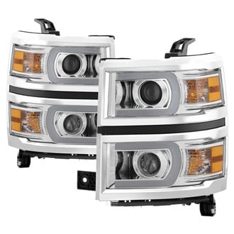 Spyder® - Driver and Passenger Side Chrome LED Light Tube Projector Headlights