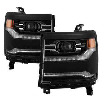 Spyder® - Driver and Passenger Side Black Factory Style Projector LED Headlights with LED DRL