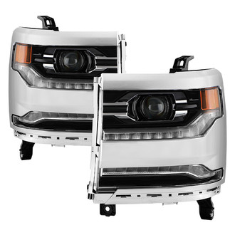 Spyder® - Driver and Passenger Side Black Factory Style Projector LED Headlights with LED DRL