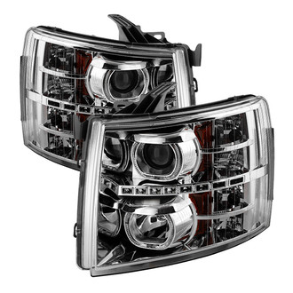 Spyder® - Driver and Passenger Side Chrome Halo Projector Headlights with Parking LEDs