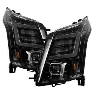 Spyder® - Driver and Passenger Side Black LED Light Tube Projector Headlights