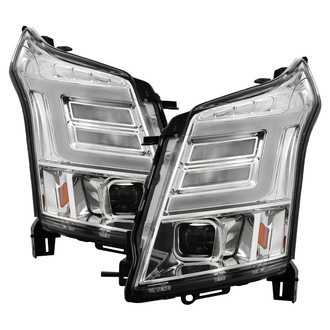 Spyder® - Driver and Passenger Side Chrome LED Light Tube Projector Headlights