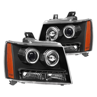 Spyder® - Driver and Passenger Side Black Halo Projector Headlights with Parking LEDs